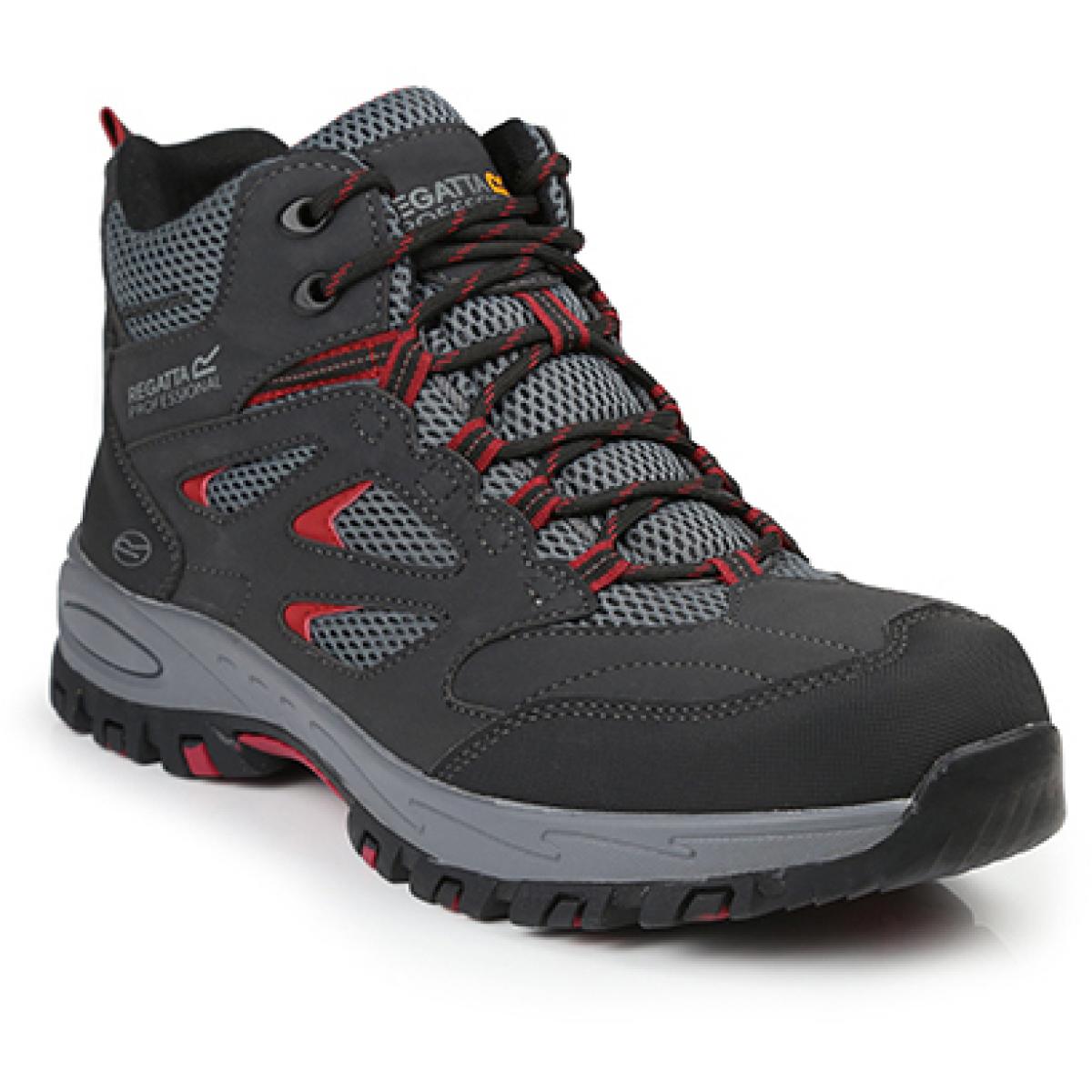 Hersteller: Regatta Safety Footwear Herstellernummer: TRK201 Artikelbezeichnung: Mudstone SBP Safety Hiker - Arbeitsschuhe Farbe: Ash/Rio Red