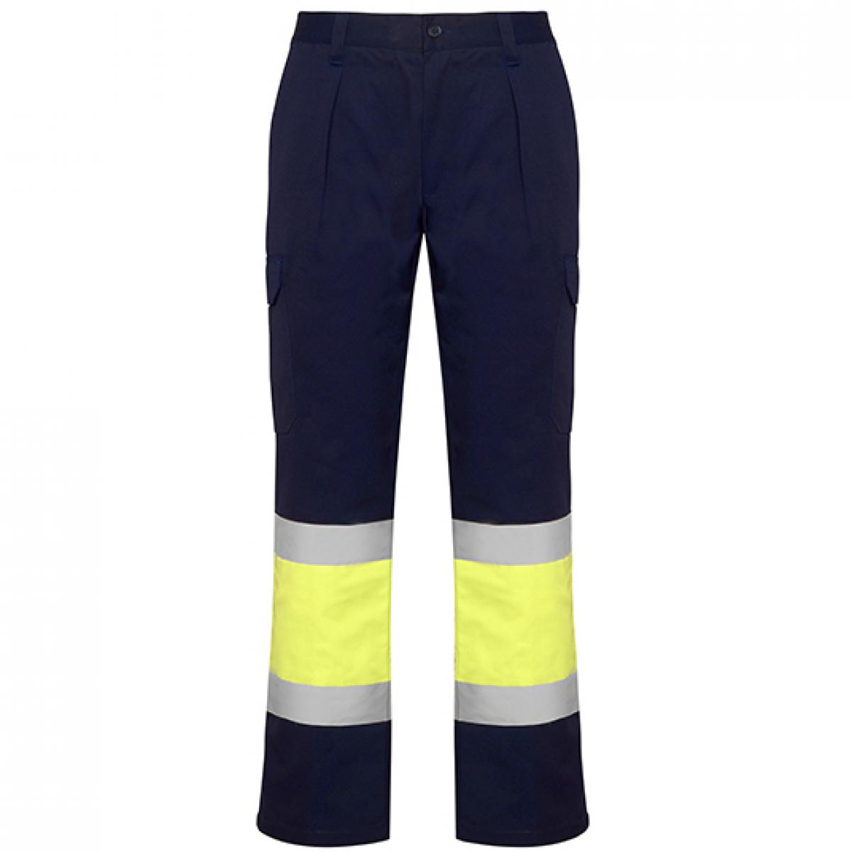 Hersteller: Roly Workwear Herstellernummer: HV9301 Artikelbezeichnung: Soan Hi-Viz Trousers - Arbeitshose mit Reflektionsstreifen Farbe: Navy Blue 55/Fluor Yellow 221