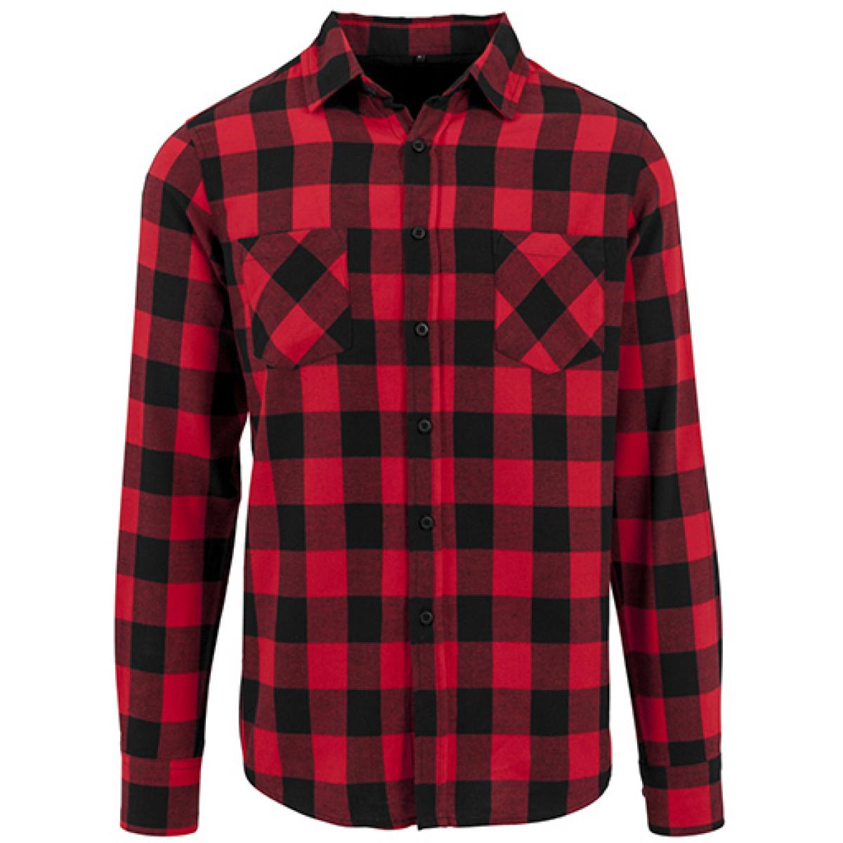 Hersteller: Build Your Brand Herstellernummer: BY031 Artikelbezeichnung: Checked Flannel Shirt - Holzfällerhemd Farbe: Black/Red