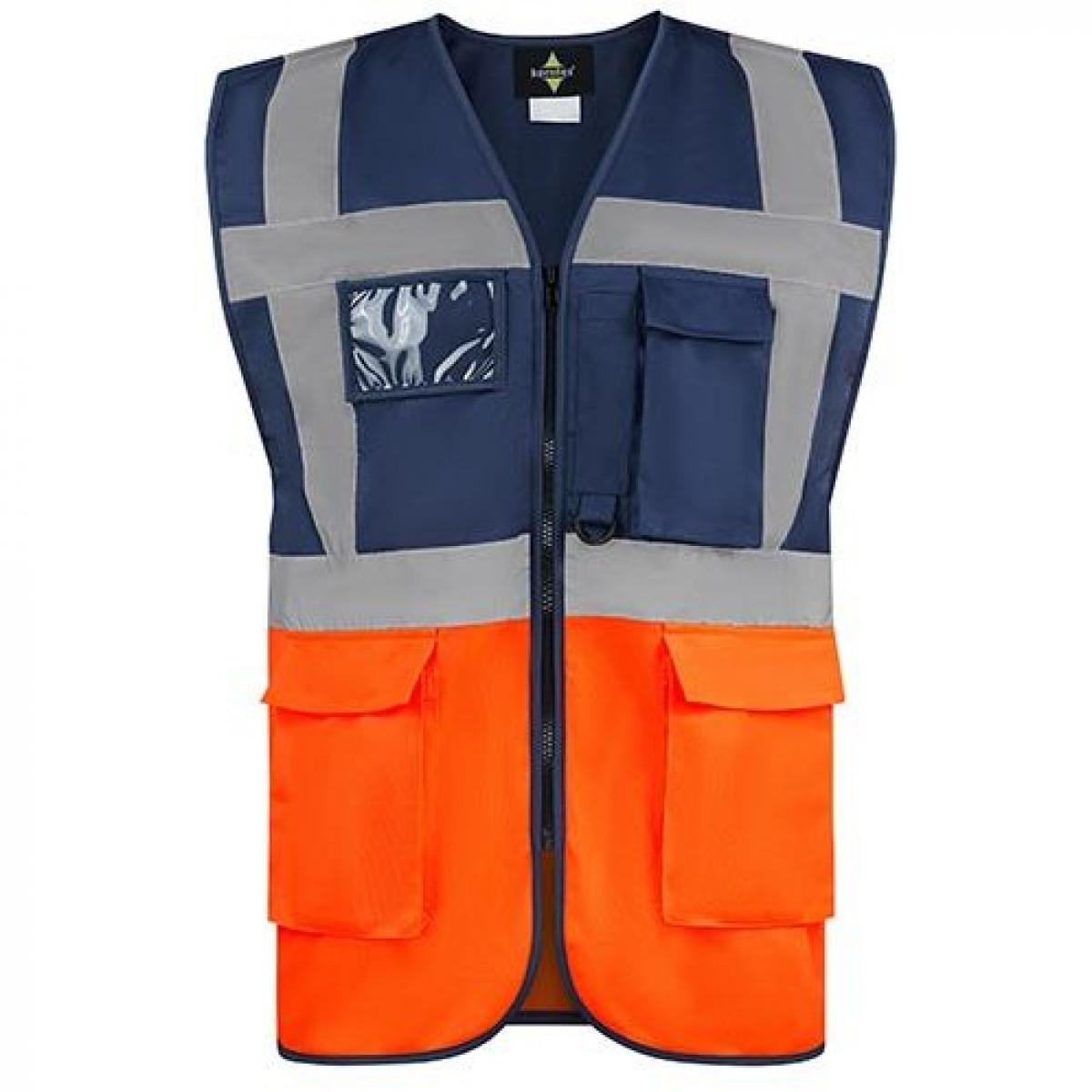 Hersteller: Korntex Herstellernummer: KXCMF Artikelbezeichnung: Comfort Executive Multifunctional Safety Vest Hamburg Farbe: Navy/Orange
