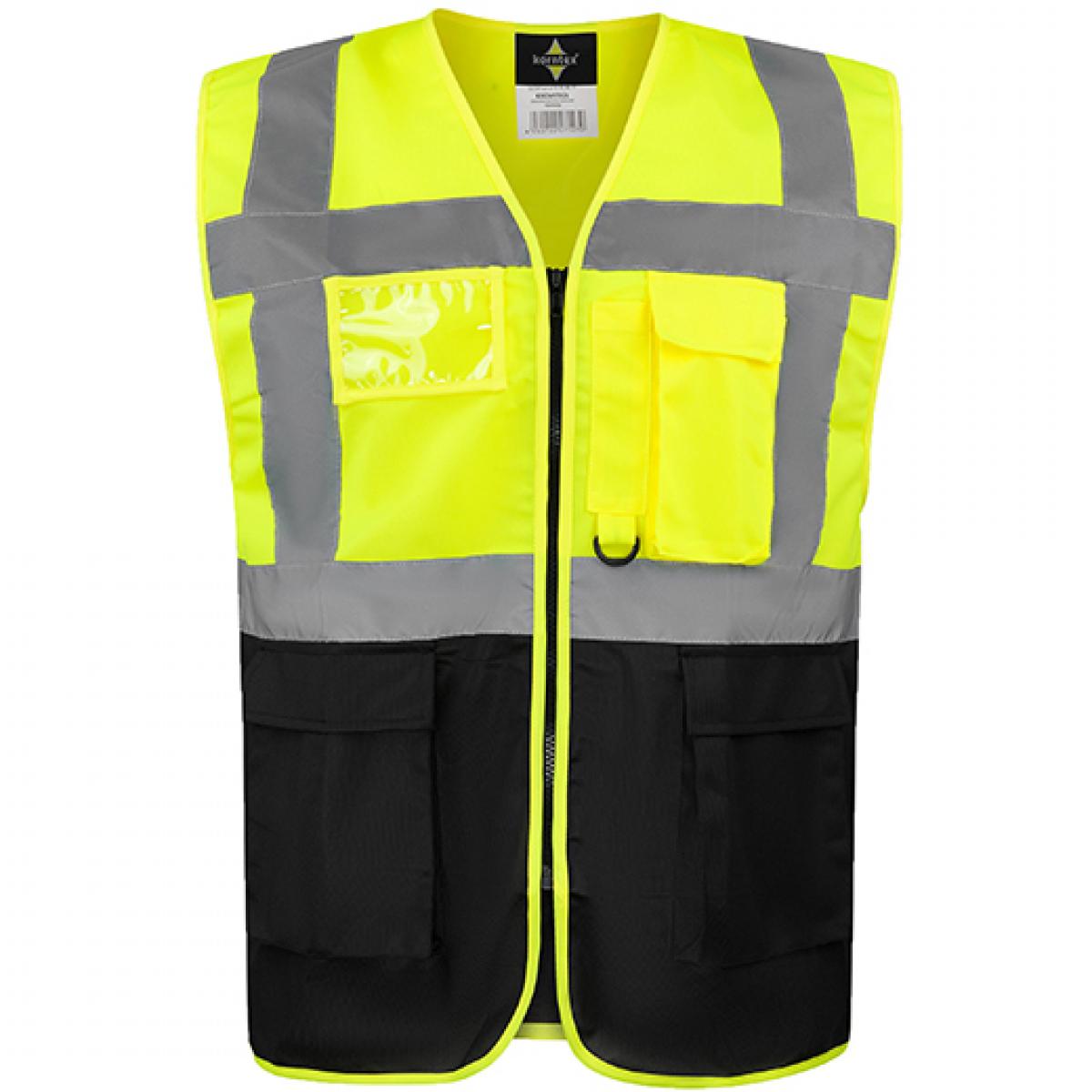 Hersteller: Korntex Herstellernummer: KXCMF Artikelbezeichnung: Comfort Executive Multifunctional Safety Vest Hamburg Farbe: Signal Yellow/Black