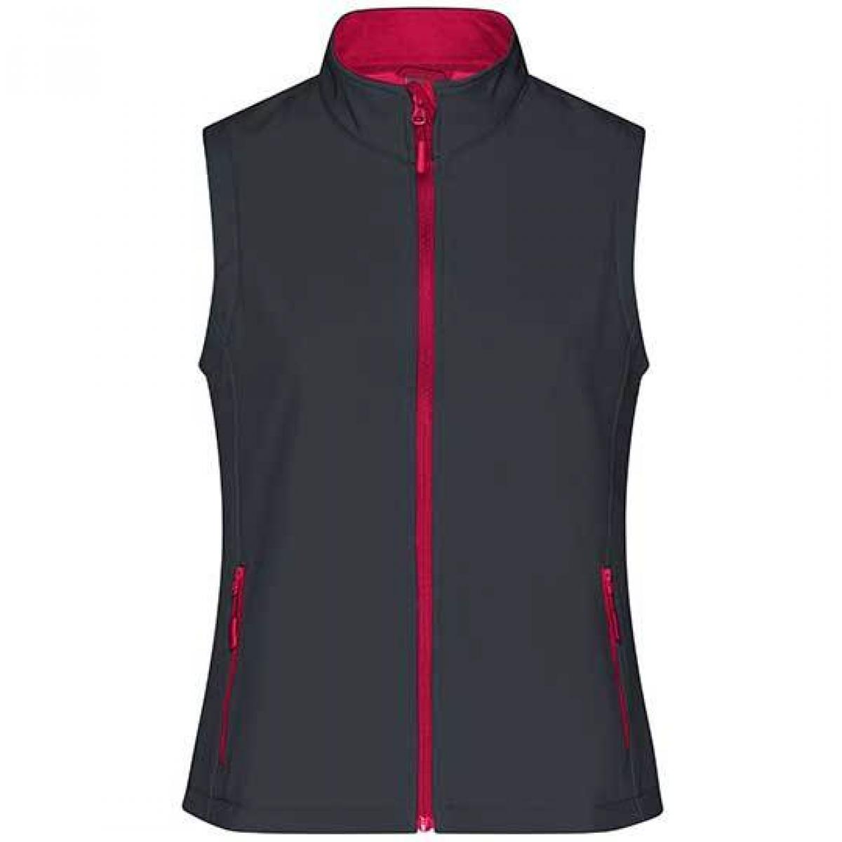Hersteller: James+Nicholson Herstellernummer: JN1127 Artikelbezeichnung: Damen Promo Softshell Vest / Wasserabweisend, winddicht Farbe: Iron Grey/Red