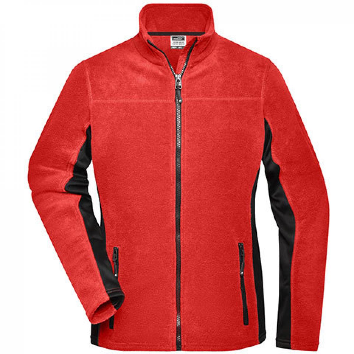 Hersteller: James+Nicholson Herstellernummer: JN841 Artikelbezeichnung: Damen‘ Workwear Fleece Jacket -STRONG- Farbe: Red/Black