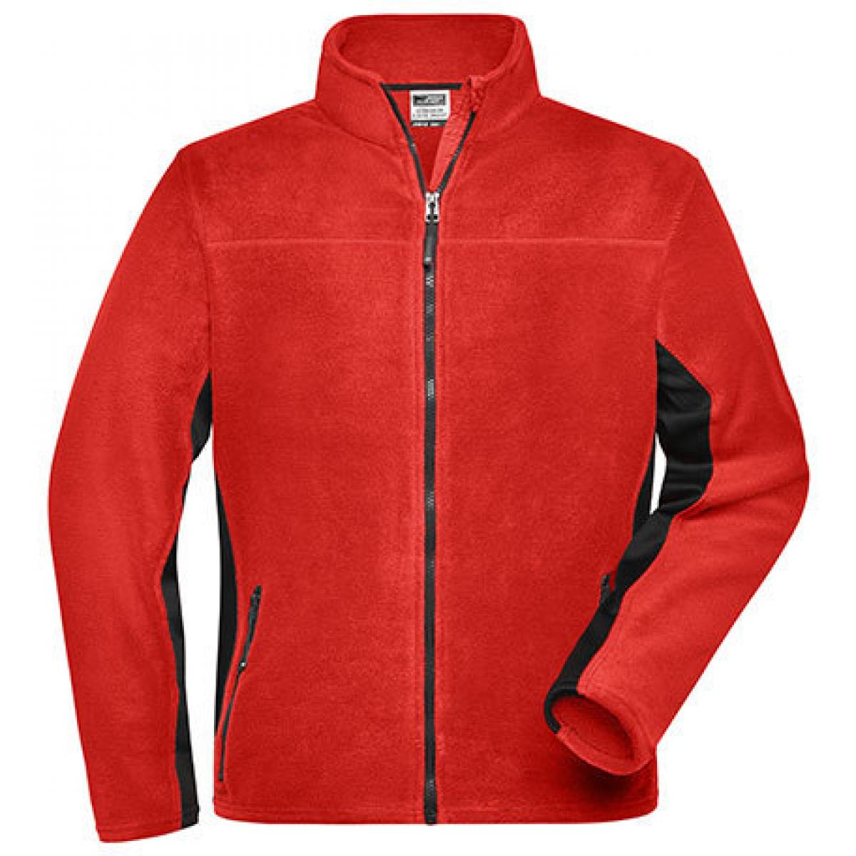 Hersteller: James+Nicholson Herstellernummer: JN842 Artikelbezeichnung: Herren Jacke, Men‘s Workwear Fleece Jacket -STRONG- Farbe: Red/Black