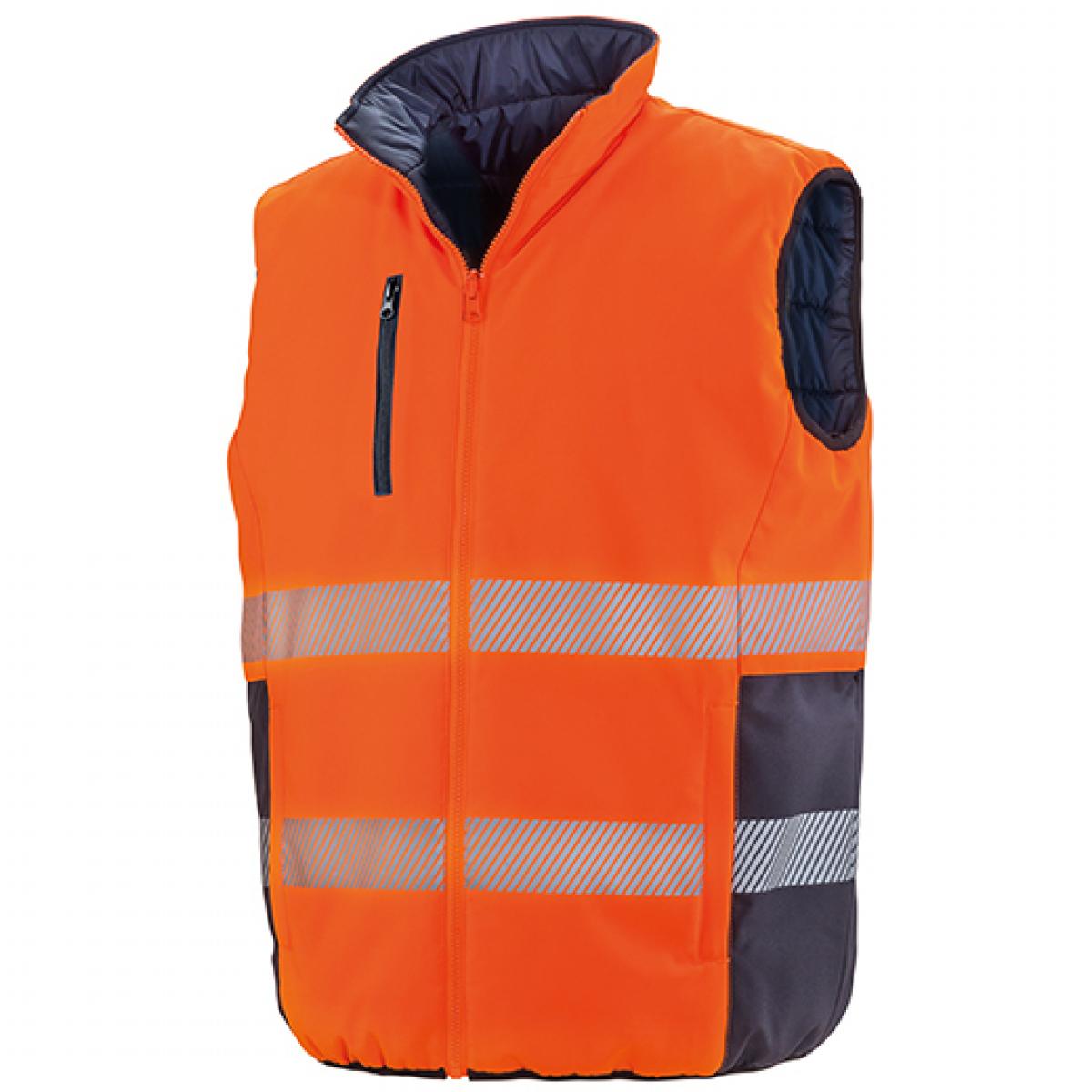 Hersteller: Result Herstellernummer: R332X Artikelbezeichnung: Herren Reversible Soft Padded Safety Gilet Farbe: Fluorescent Orange/Navy