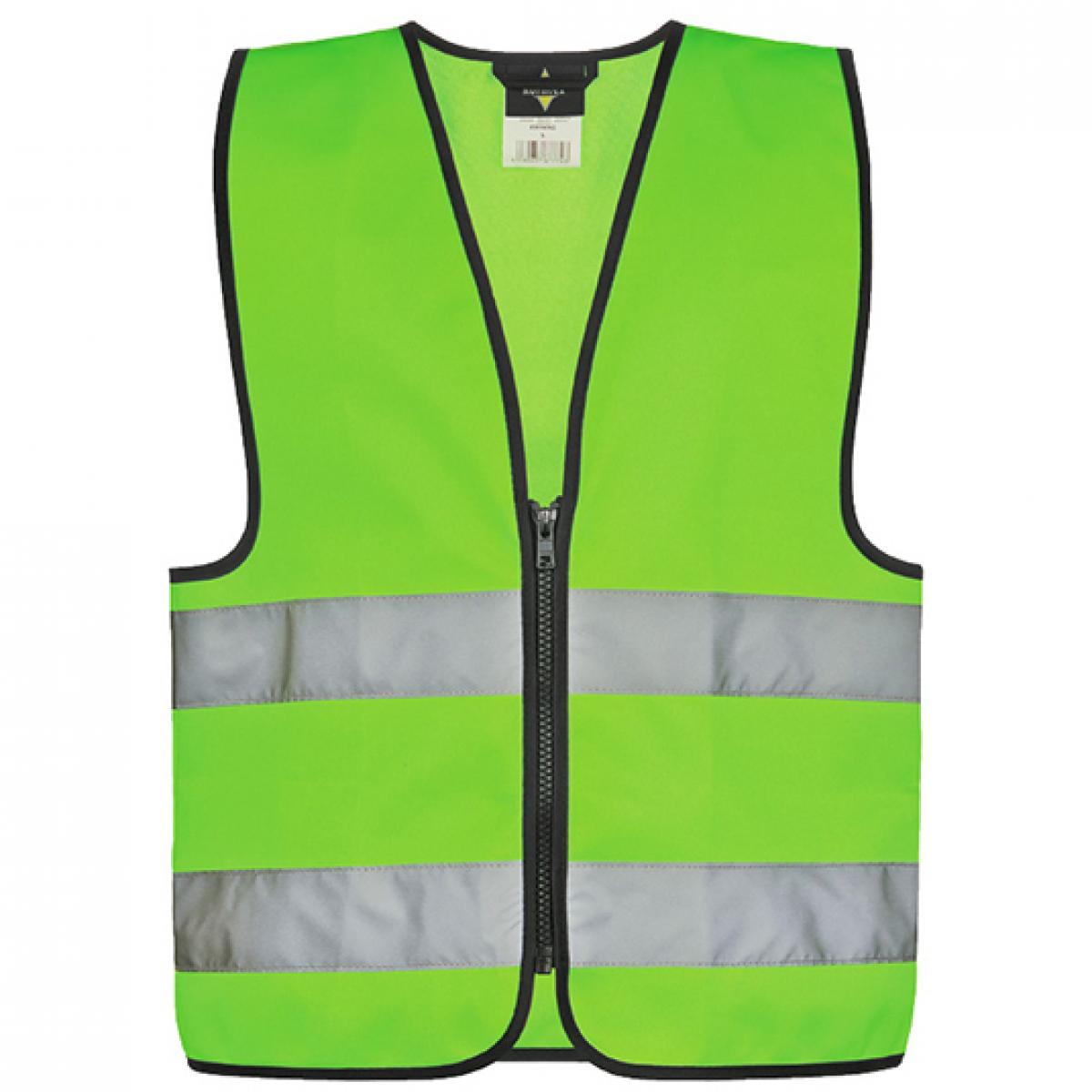 Kinder Safety Vest for Kids with Zipper EN1150 Farbe Neon Green Größe S  (7-12 Years)