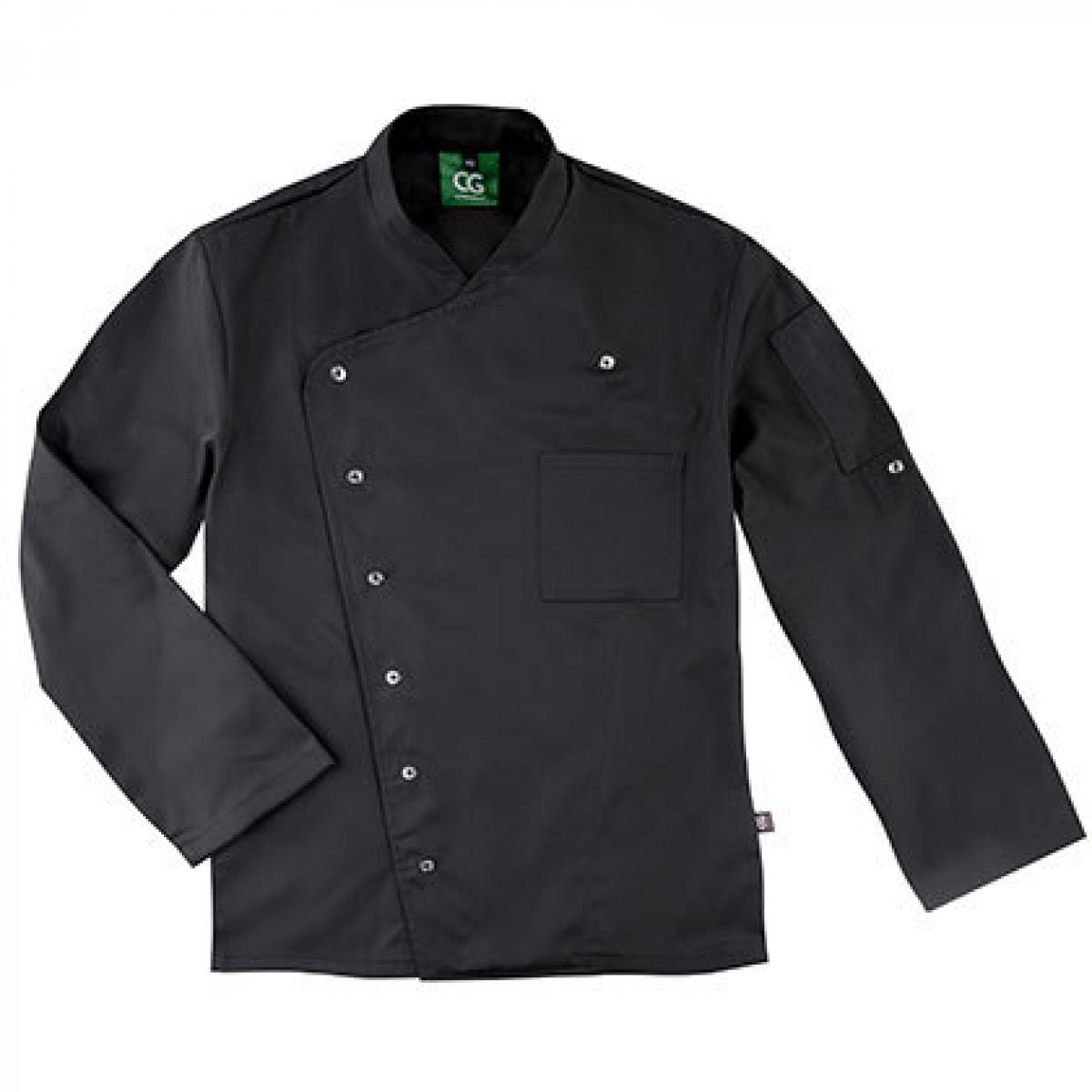 Hersteller: CG Workwear Herstellernummer: 03100-44 Artikelbezeichnung: Men´s Chef Jacket Turin GreeNature waschbar bis 95 °C Farbe: Black