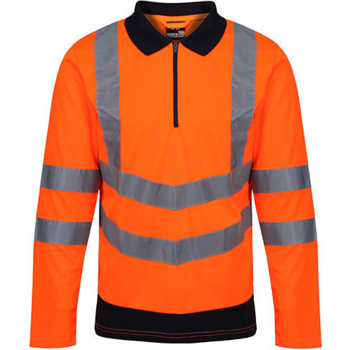 Hersteller: Regatta High Visibility Herstellernummer: TRS192 Artikelbezeichnung: Pro Hi-Vis Long Sleeve Polo Shirt - Arbeitspolo Farbe: Orange/Navy