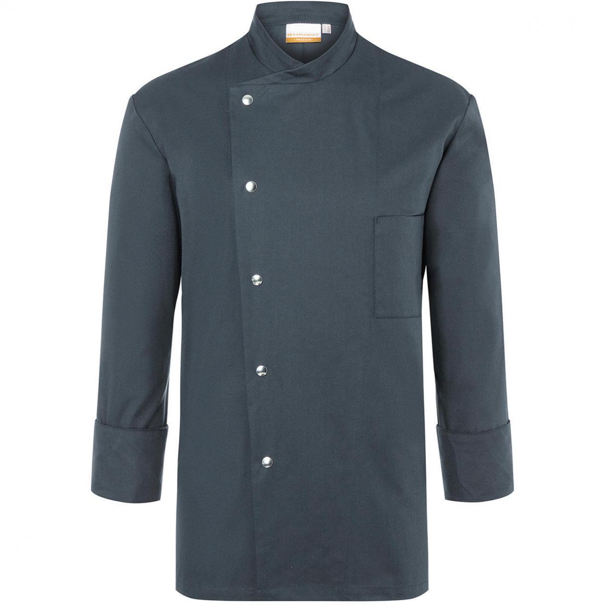 Hersteller: Karlowsky Herstellernummer: JM 14 Artikelbezeichnung: Chef Jacket Lars Long Sleeve Waschbar bis 95°C Farbe: Anthracite
