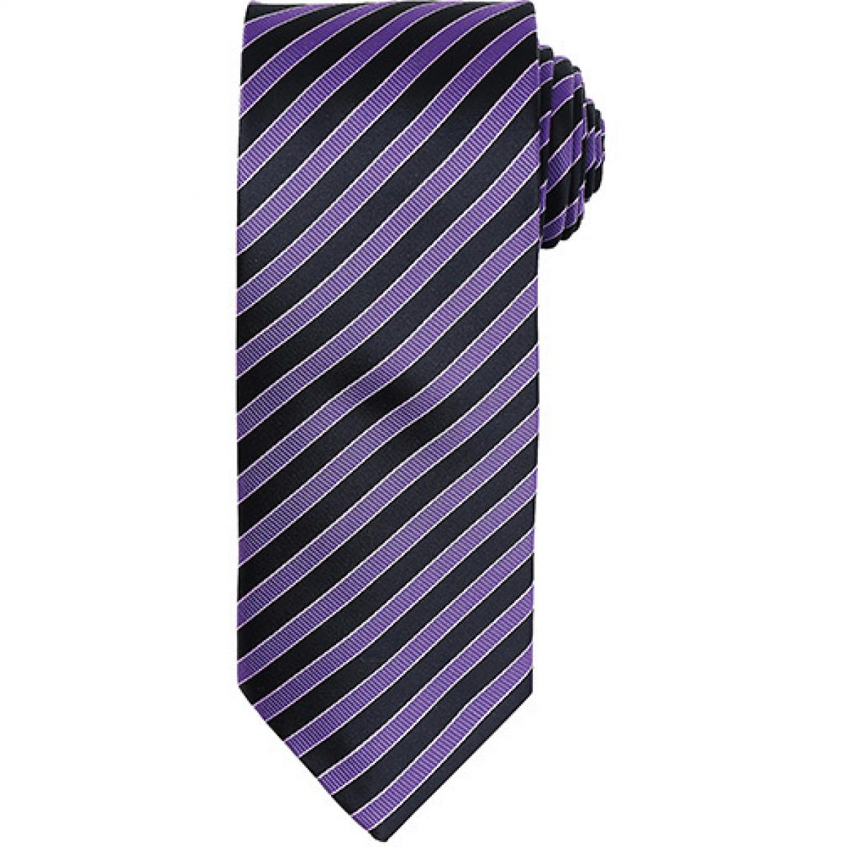 Hersteller: Premier Workwear Herstellernummer: PR782 Artikelbezeichnung: Double Stripe Tie / Breite 3" / 7,5 cm / Länge 57" / 144 cm Farbe: Rich Violet/Black