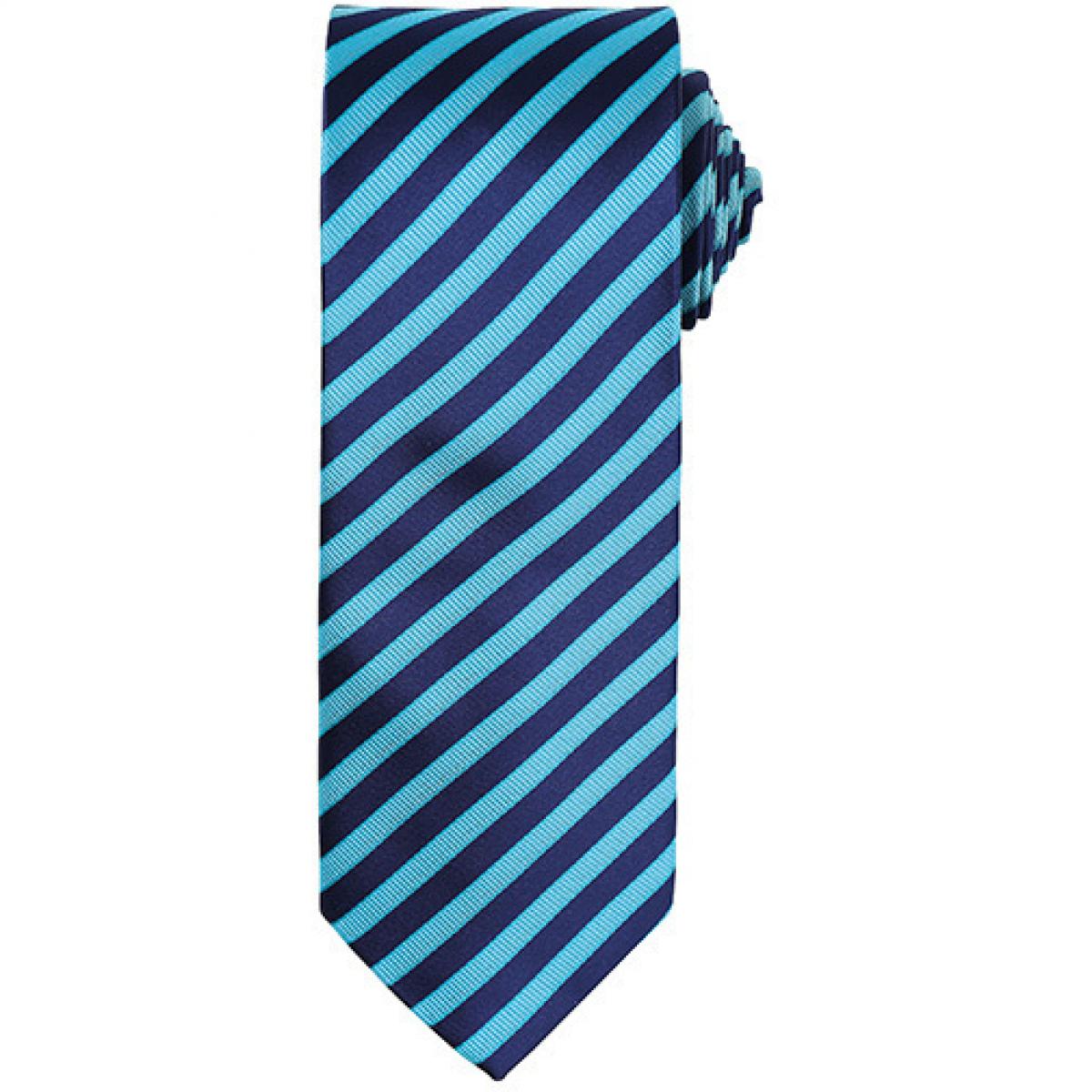 Hersteller: Premier Workwear Herstellernummer: PR782 Artikelbezeichnung: Double Stripe Tie / Breite 3" / 7,5 cm / Länge 57" / 144 cm Farbe: Turquoise/Navy