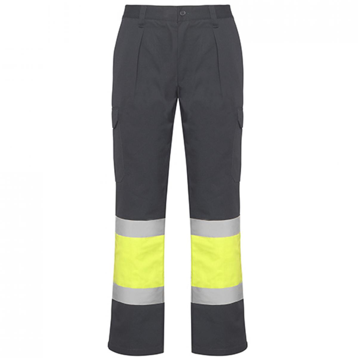 Hersteller: Roly Workwear Herstellernummer: HV9301 Artikelbezeichnung: Soan Hi-Viz Trousers - Arbeitshose mit Reflektionsstreifen Farbe: Lead 23/Fluor Yellow 221