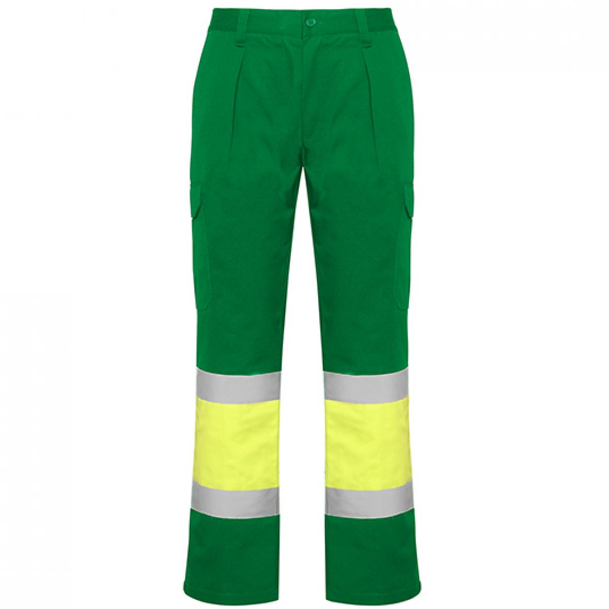Hersteller: Roly Workwear Herstellernummer: HV9301 Artikelbezeichnung: Soan Hi-Viz Trousers - Arbeitshose mit Reflektionsstreifen Farbe: Garden Green 52/Fluor Yellow 221