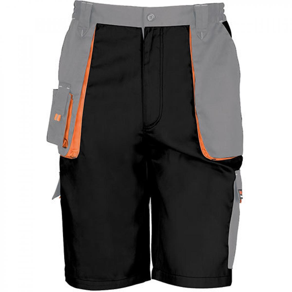 Hersteller: Result WORK-GUARD Herstellernummer: R319X Artikelbezeichnung: Herren Work-Guard Lite Shorts Farbe: Black/Grey/Orange