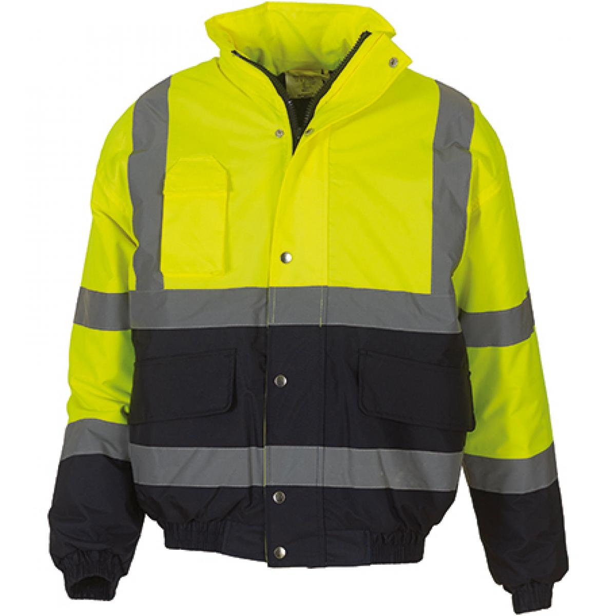 Hersteller: YOKO Herstellernummer: HVP218 Artikelbezeichnung: High Visibility Two-Tone Jacke | EN ISO 471:2013 Klasse 3 Farbe: Hi-Vis Yellow/Navy